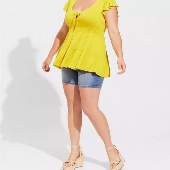 Torrid Super Soft Tie Front Keyhole Babydoll Top - Picture 2 of 11